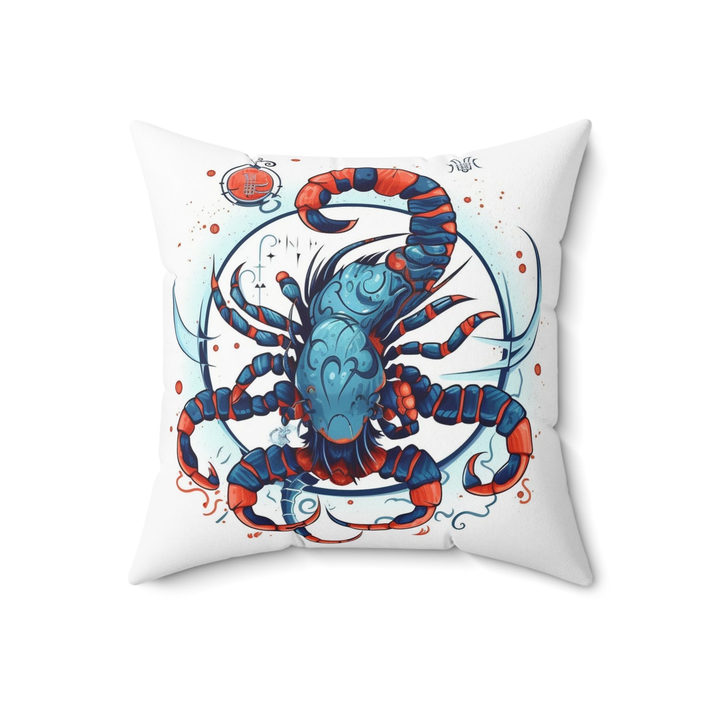 Cute Scorpio Zodiac Sign - Big Claws, Long Tail Cosmic Astrology Symbol - Spun Polyester Square Pillow