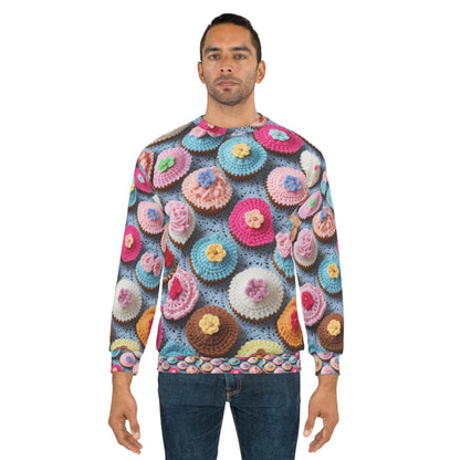 Crochet Cupcake Treat Frosted Cake Dessert Bakery Design - Sudadera unisex (AOP)