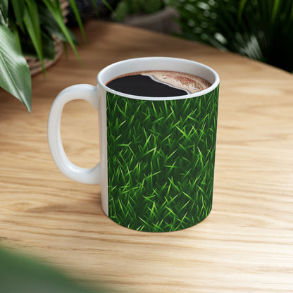 Touch Grass Indoor Style Outdoor Green Artificial Grass Turf - Ceramic Mug 11oz