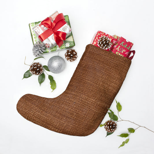 Luxe Dark Brown: Denim-Inspired, Distinctively Textured Fabric - Christmas Stockings