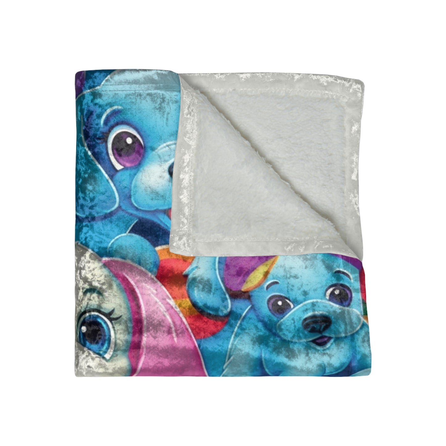 Happy Puppy & Dog Design - Vivid and Eye-Catching - Crushed Velvet Blanket