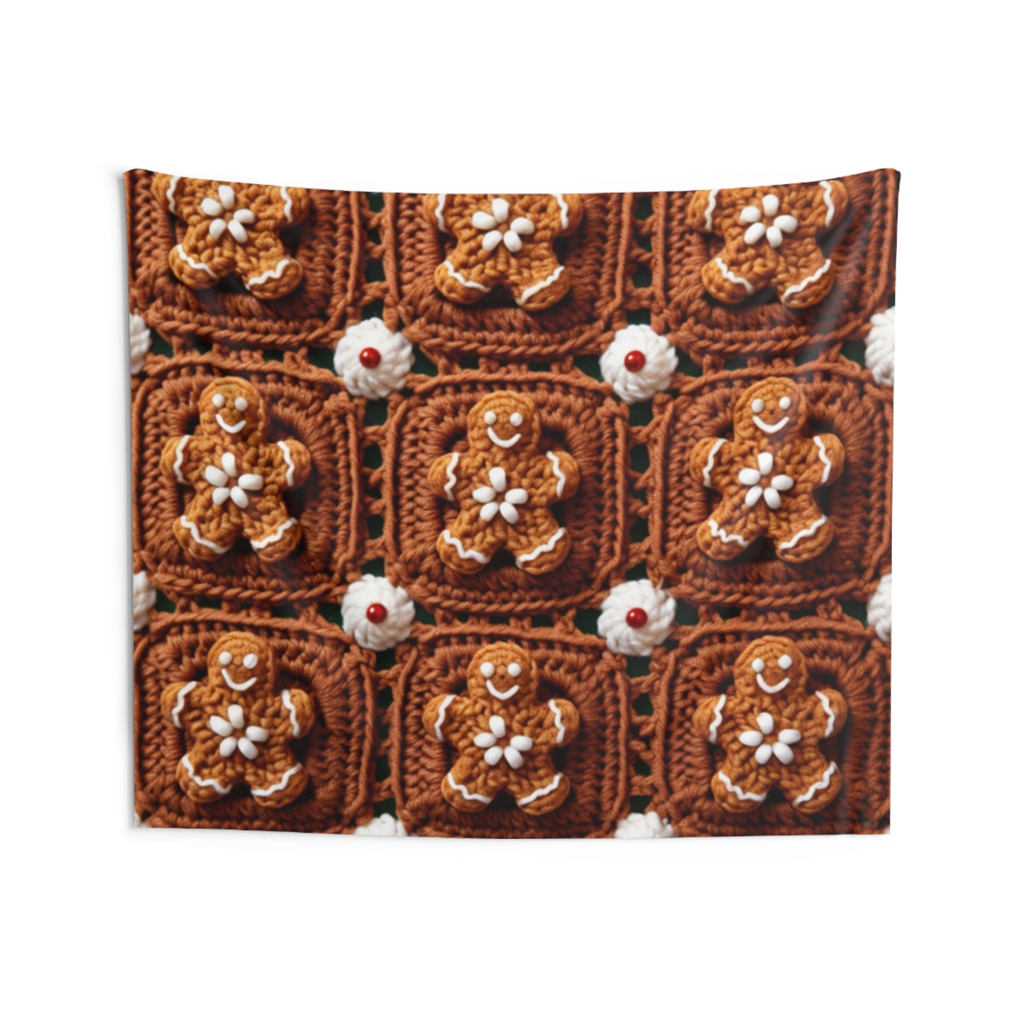 Gingerbread Man Crochet, Classic Christmas Cookie Design, Festive Yuletide Craft. Holiday Decor - Indoor Wall Tapestries