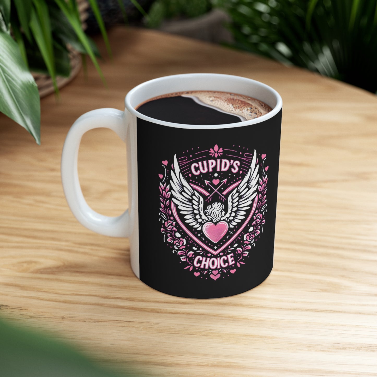 Cupids Choice Crest with Heart and Wings - Love and Romance Valentine Themed - Ceramic Mug 11oz