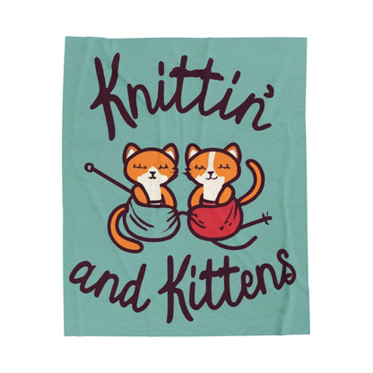 Knittin with Kittens: Cozy Cat and Stitch Blend - Velveteen Plush Blanket