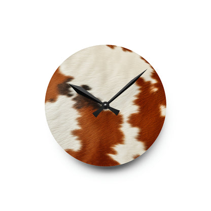 Hair Cowhide Leather Natural Design Tough Durable Rugged Style - Acrylic Wall Clock