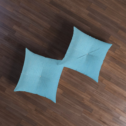 Bright Aqua Teal: Denim-Inspired Refreshing Blue Summer Fabric - Tufted Floor Pillow, Square