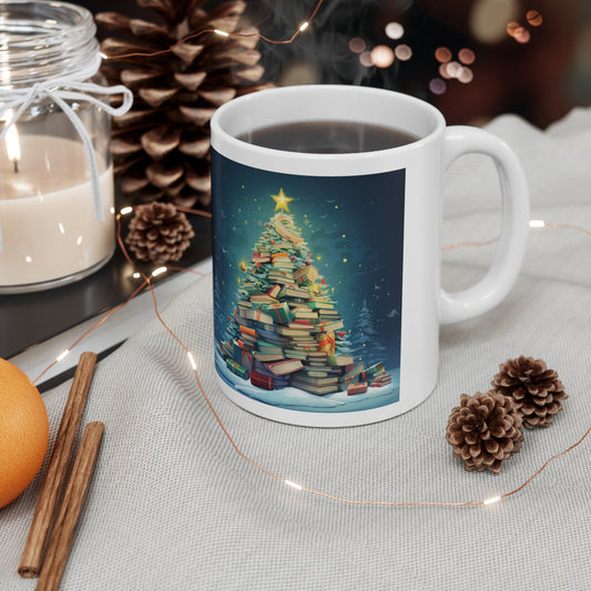 Book Worm Club Christmas Tree Seasonal Winter Holiday - Ceramic Mug 11oz