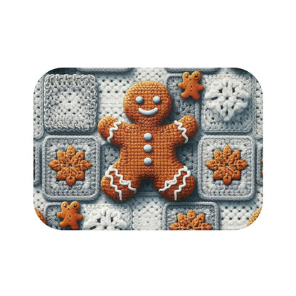 Festive Gingerbread Charm: Christmas Crochet Amigurumi with Granny Squares and Snowflake Accents - Bath Mat