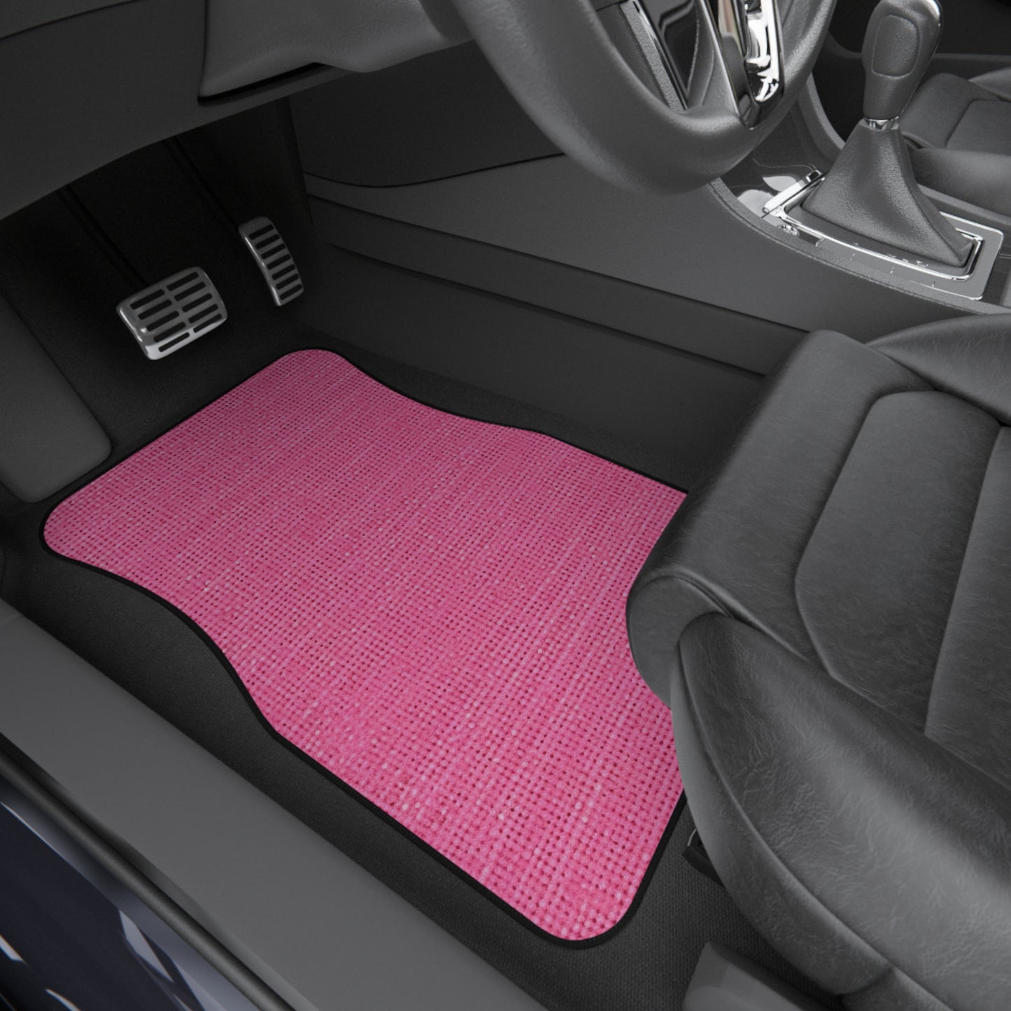 Doll-Like Pink Denim Designer Fabric Style - Car Mats (Set of 4)