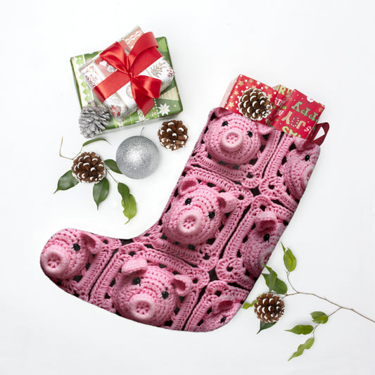 Crochet Pig Farm Animal Pink Snout Piggy Pattern - Christmas Stockings