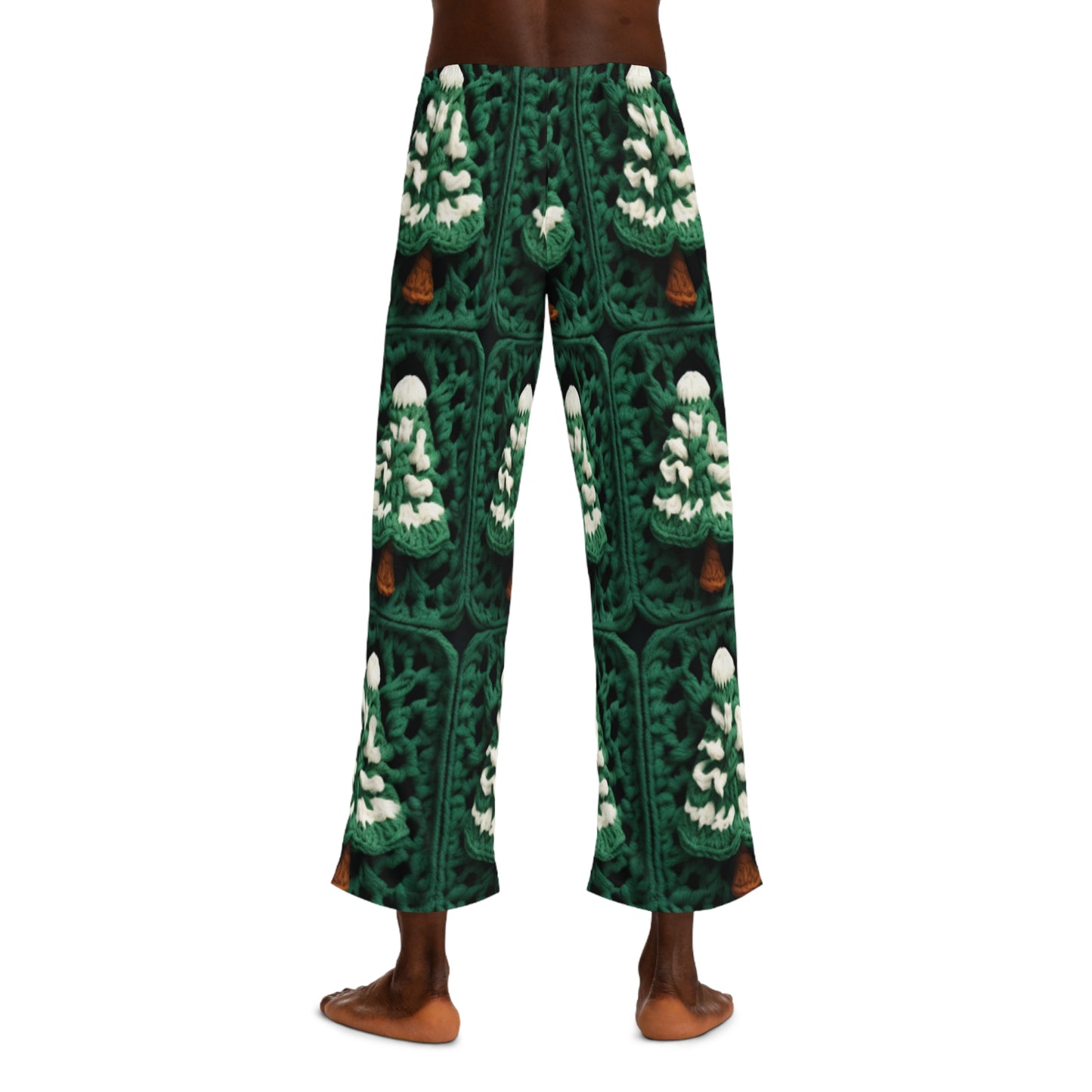 Evergreen Christmas Trees Crochet, Festive Pine Tree Holiday Craft, Yuletide Forest, Winter - Men's Pajama Pants (AOP)