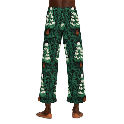 Evergreen Christmas Trees Crochet, Festive Pine Tree Holiday Craft, Yuletide Forest, Winter - Men's Pajama Pants (AOP)