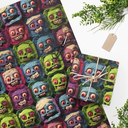 Zombie Crochet Halloween Spooky Holiday Festive Horror Living Dead - Papel de regalo 