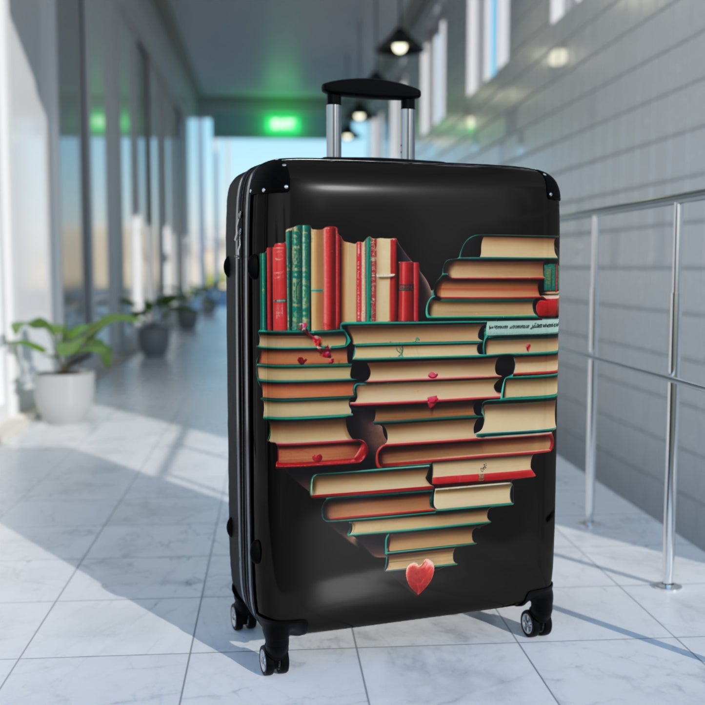 Book Lover: Heart-Shaped Stack of Bookish Novels - Suitcase