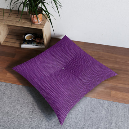 Violet/Plum/Purple: Denim-Inspired Luxurious Fabric - Tufted Floor Pillow, Square