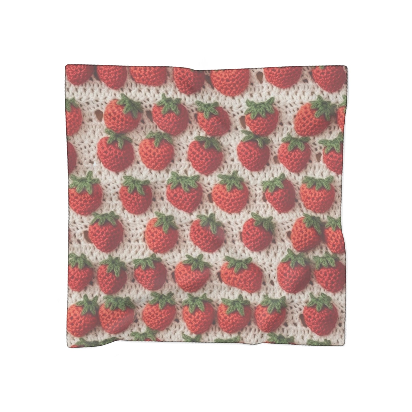 Strawberry Traditional Japanese, Crochet Craft, Fruit Design, Red Berry Pattern - Poly Scarf