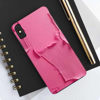 Distressed Neon Pink: Edgy, Ripped Denim-Inspired Doll Fabric - Tough Phone Cases