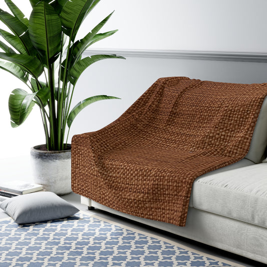 Luxe Dark Brown: Denim-Inspired, Distinctively Textured Fabric - Sherpa Fleece Blanket