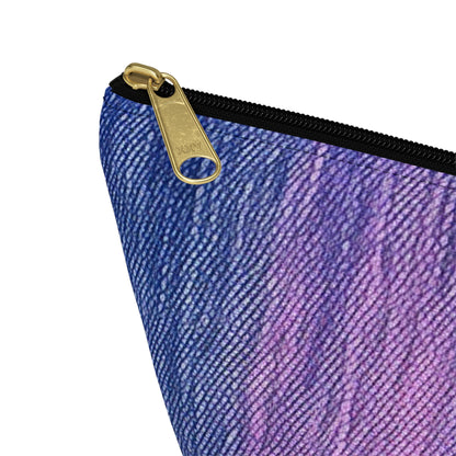 Dual Delight: Half-and-Half Pink & Blue Denim Daydream - Accessory Pouch w T-bottom