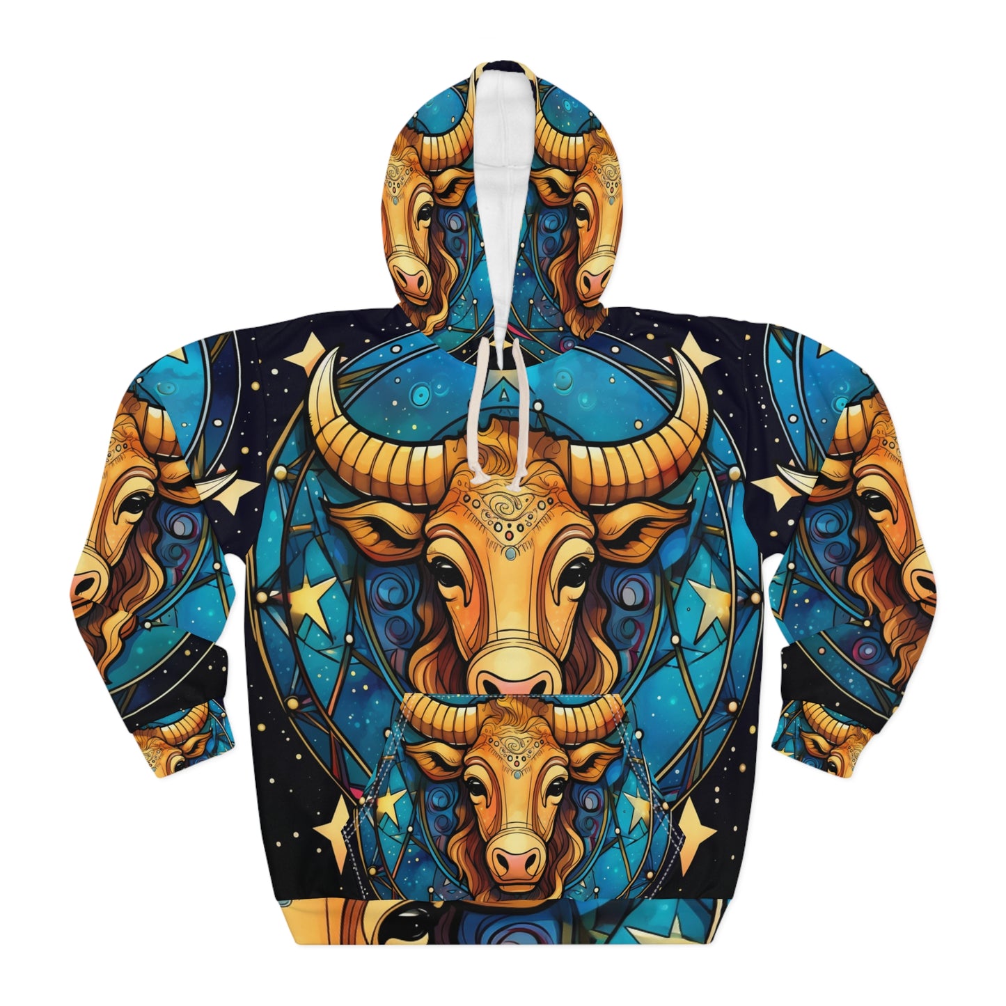 Taurus Constellation Zodiac Sign Astrology Cosmic Art - Unisex Pullover Hoodie (AOP)