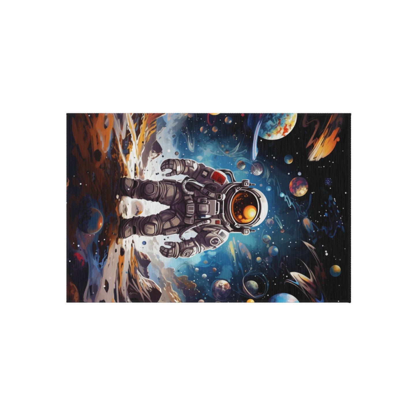 Galactic Voyage: Astronaut Journey in Celestial Star Cosmic Exploration - Outdoor Rug