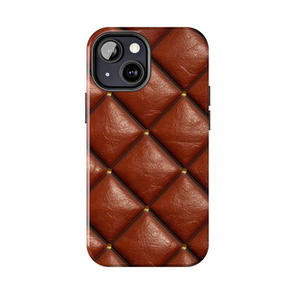 Brown Leather Cognac Pattern Rugged Durable Design Style - Tough Phone Cases