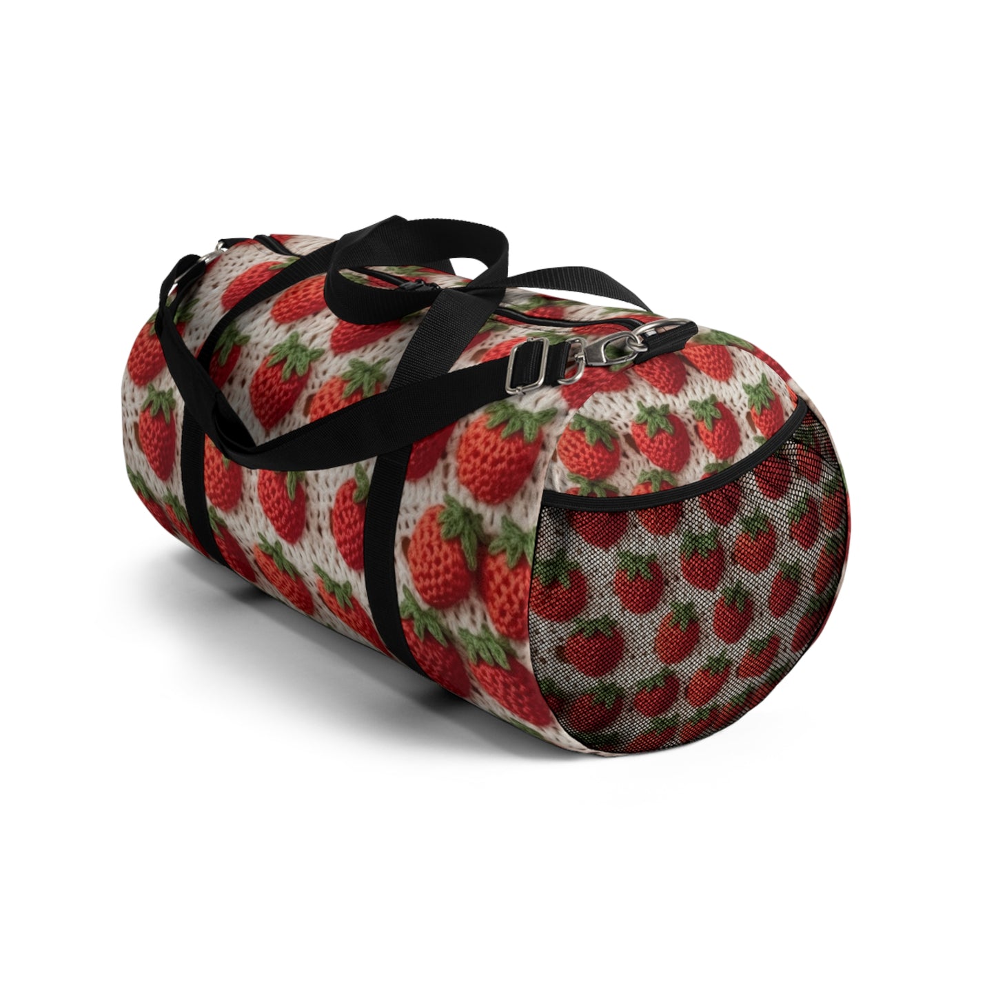 Strawberry Traditional Japanese, Crochet Craft, Fruit Design, Red Berry Pattern - Duffel Bag