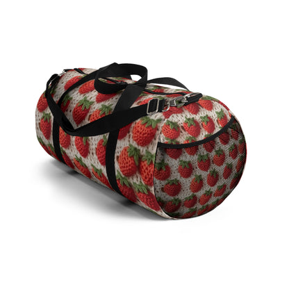 Strawberry Traditional Japanese, Crochet Craft, Fruit Design, Red Berry Pattern - Duffel Bag