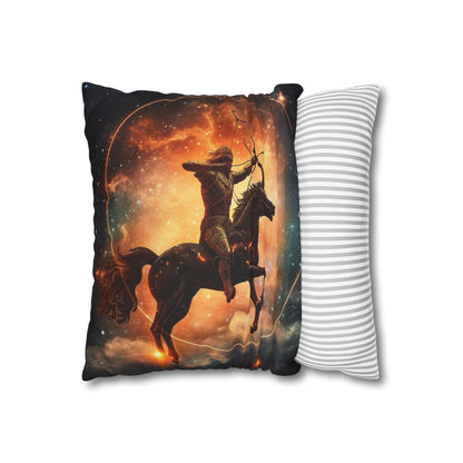 Sagittarius Constellation Totem - Archer in Action Zodiac Symbol - Spun Polyester Square Pillow Case