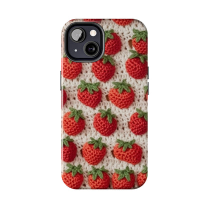 Strawberry Traditional Japanese, Crochet Craft, Fruit Design, Red Berry Pattern - Tough Phone Cases