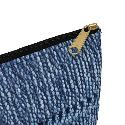 Indigo blue jean Denim Design Pattern Style - Accessory Pouch