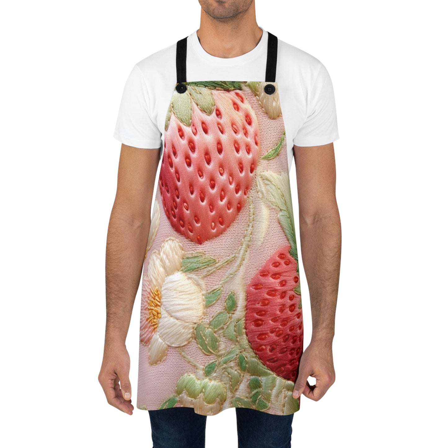 Red Berry Strawberries - Embroid Fruit - Healthy Crop Feast Food Design - Apron (AOP)