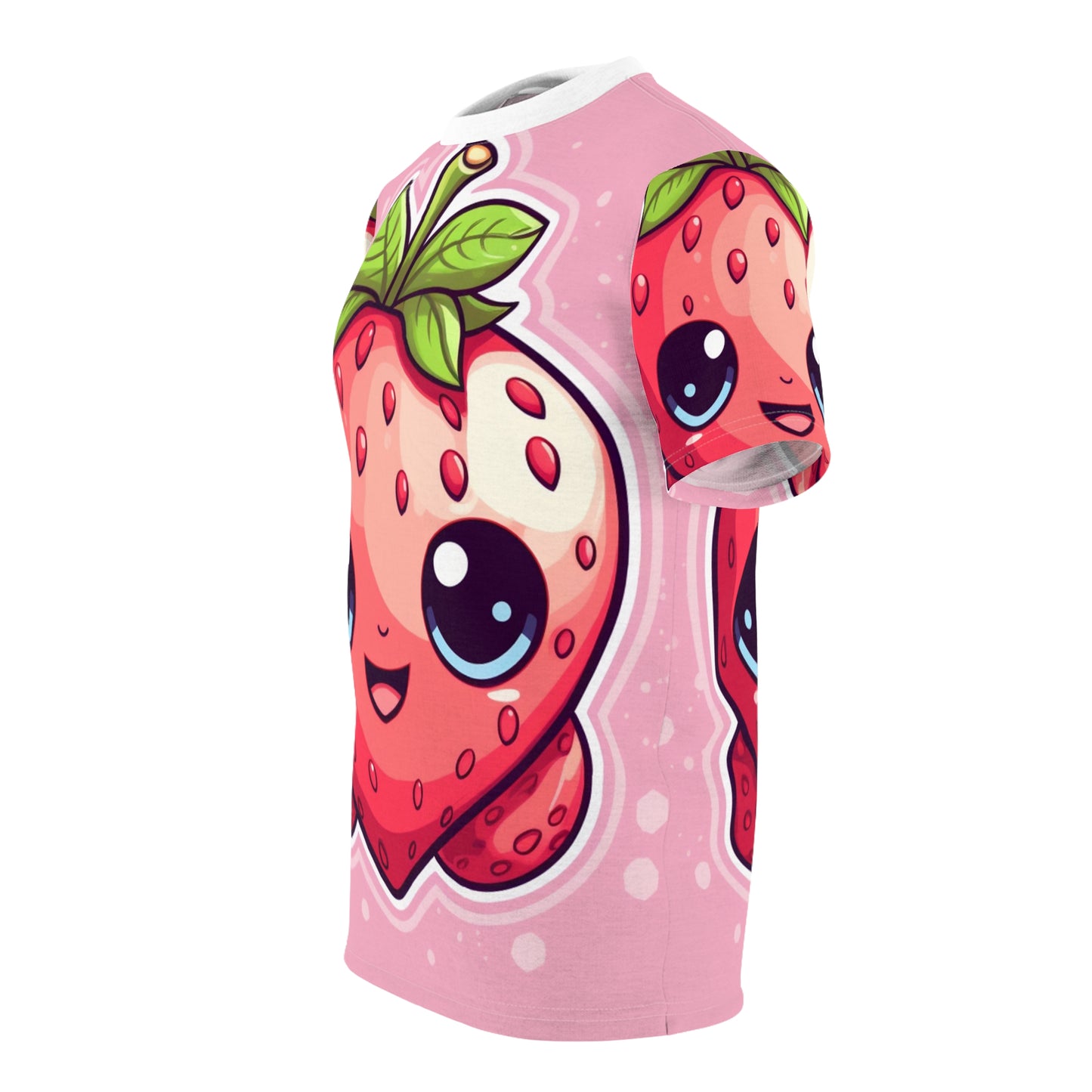 Kawaii Strawberry Adventure - アニメ クラシック 伝統的な日本のフルーツ - オタク アートワーク - ユニセックス カットソー Tシャツ (AOP) 