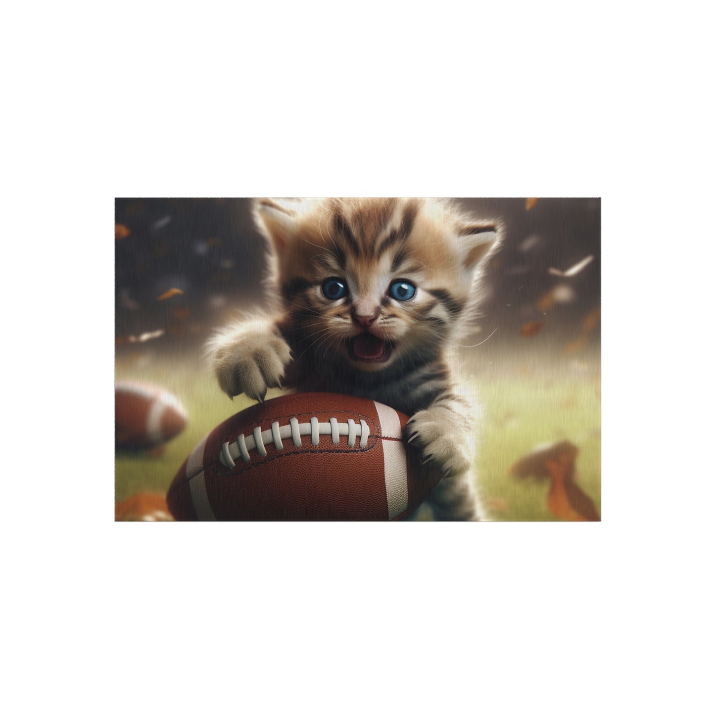 Football Kitten Touchdown: Tabby's Winning Play Sport Game - Outdoor Rug