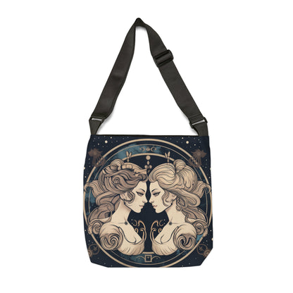 Duality of Gemini - Expressive Twins Zodiac - Adjustable Tote Bag (AOP)