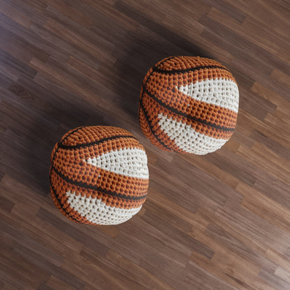 Home Basketball Shaped Hooked Pillow - Assembled and Shipped From USA - Tufted Floor Pillow, Round