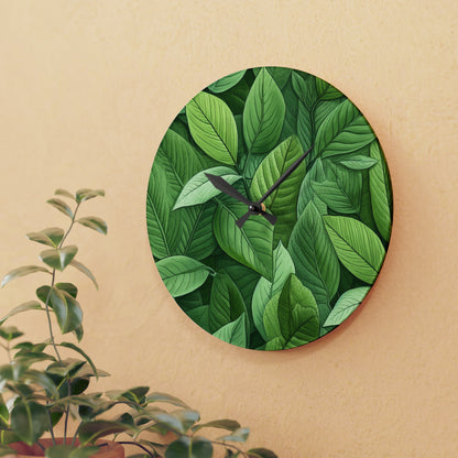 Green Plant - Acrylic Wall Clock