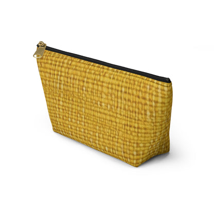 Radiant Sunny Yellow: tela de verano inspirada en la mezclilla - Bolsa para accesorios con parte inferior en forma de T 