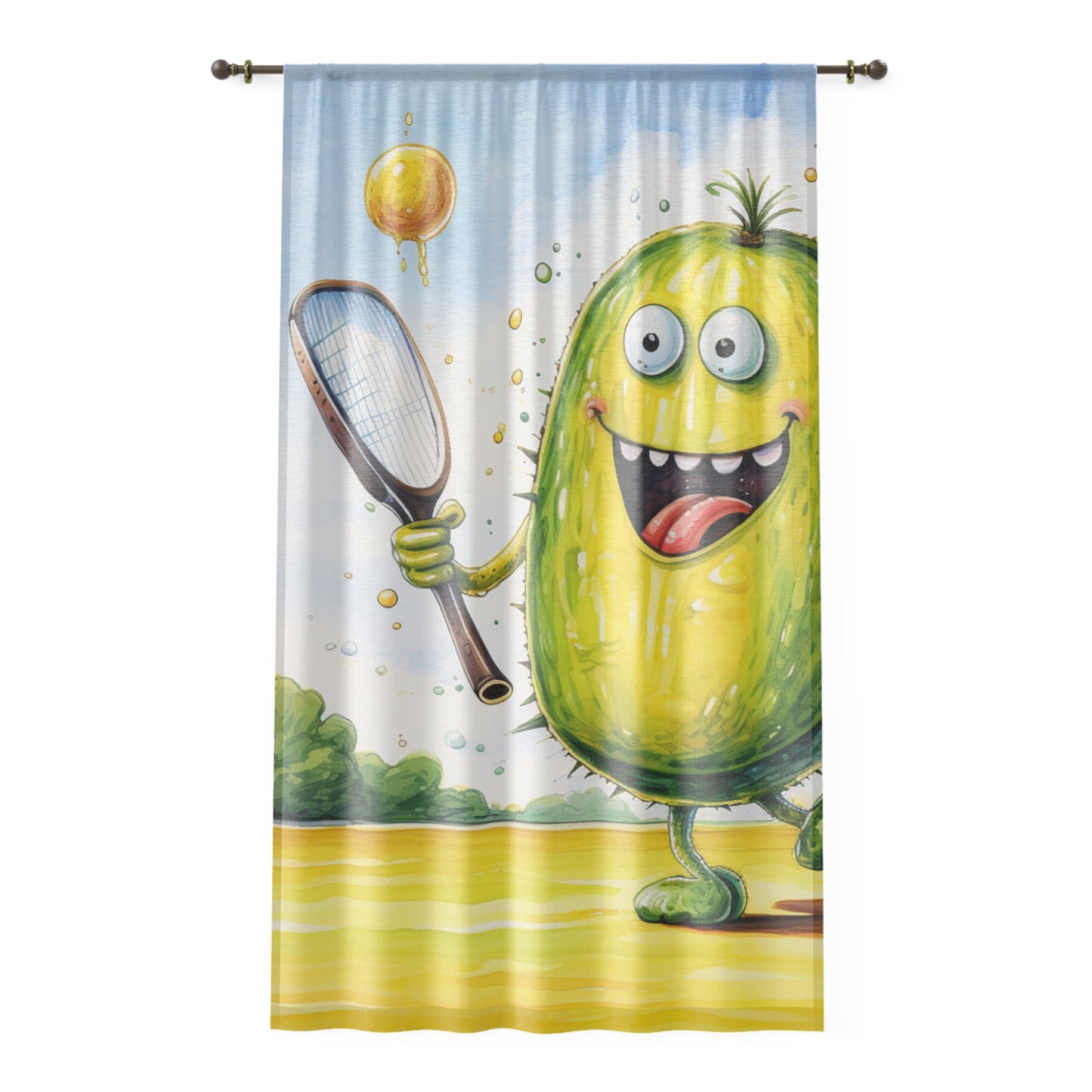 Pickleball Sport: Athletic Pickle Playing Game with Net and Paddle - Window Curtain