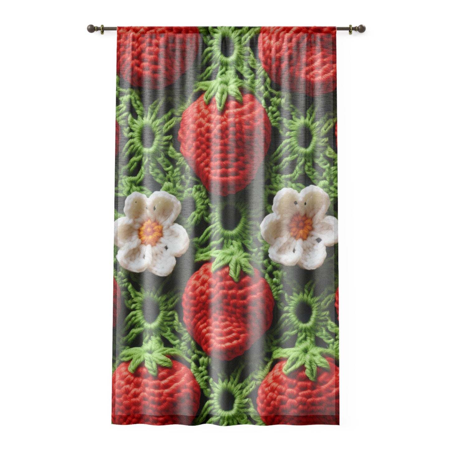 Strawberry Field Crochet - Forever Forest Greens - Fruit Berry Harvest Crop - Window Curtain