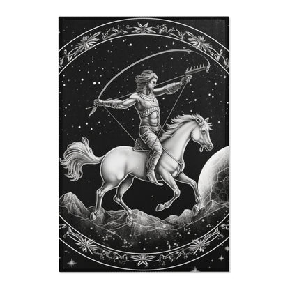 Sagittarius Zodiac Black & White Archer Design - Area Rugs