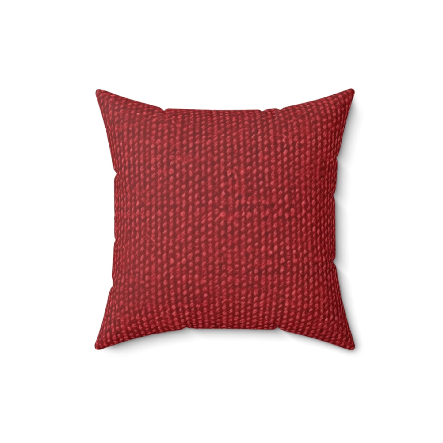 Bold Ruby Red: Denim-Inspired, Passionate Fabric Style - Spun Polyester Square Pillow