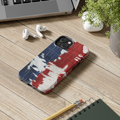 Patriotic Red, White & Blue: Distressed Denim-Style, Torn Fabric - Tough Phone Cases