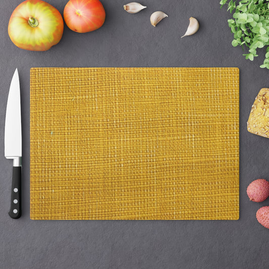 Radiant Sunny Yellow: Denim-Inspired Summer Fabric - Cutting Board