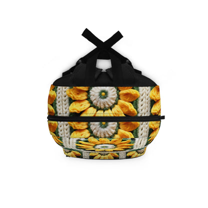 Sunflower Crochet Elegance, Granny Square Design, Radiant Floral Motif. Bring the Warmth of Sunflowers to Your Space - Backpack