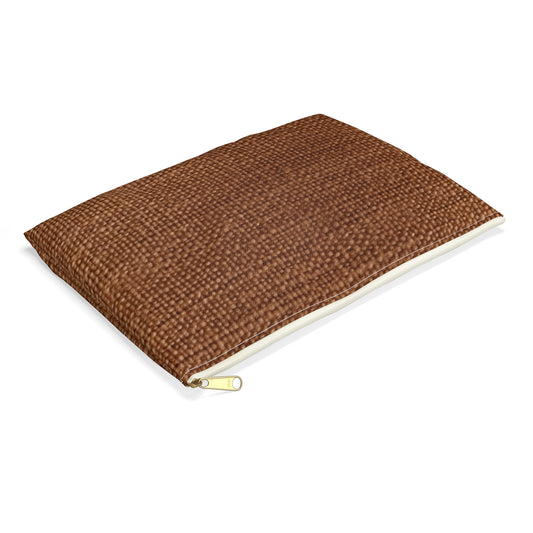 Luxe Dark Brown: Denim-Inspired, Distinctively Textured Fabric - Accessory Pouch