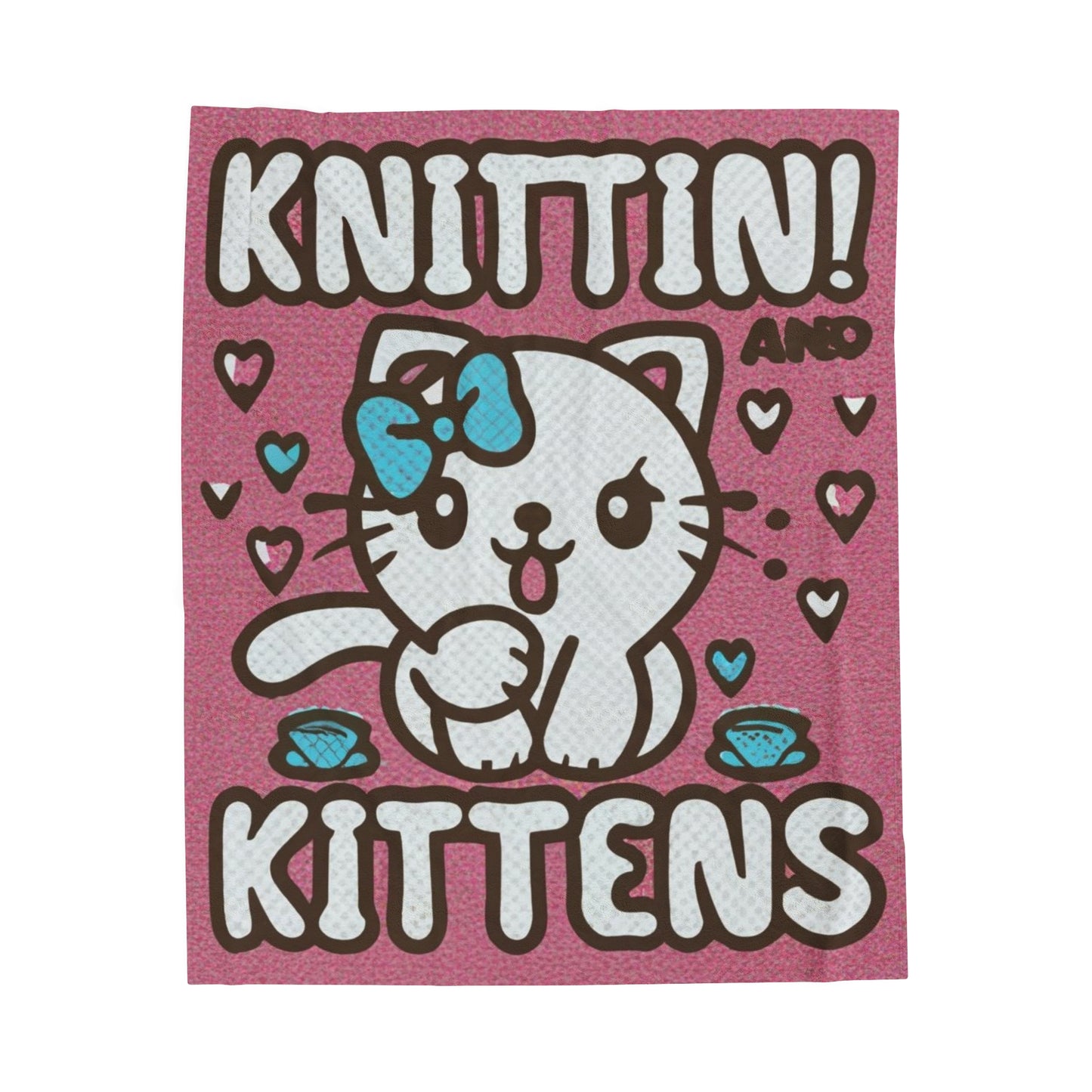 Knittin with Kittens: Yarn Ball & Playful Kitty DesignVelveteen Plush Blanket