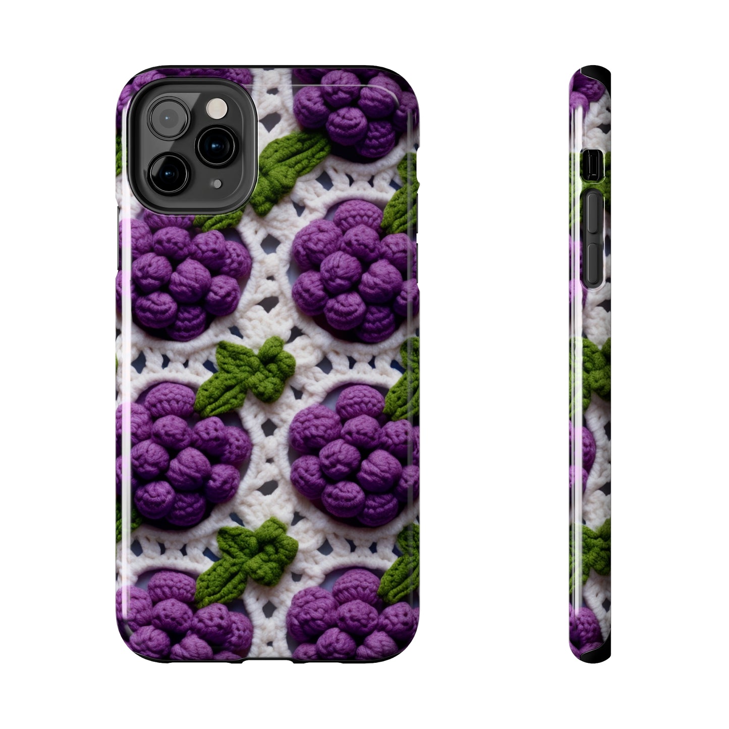 Crochet Grapes Pattern - Granny Square Design - Fresh Fruit Pick - Orchard Purple Snack Food - Tough Phone Cases