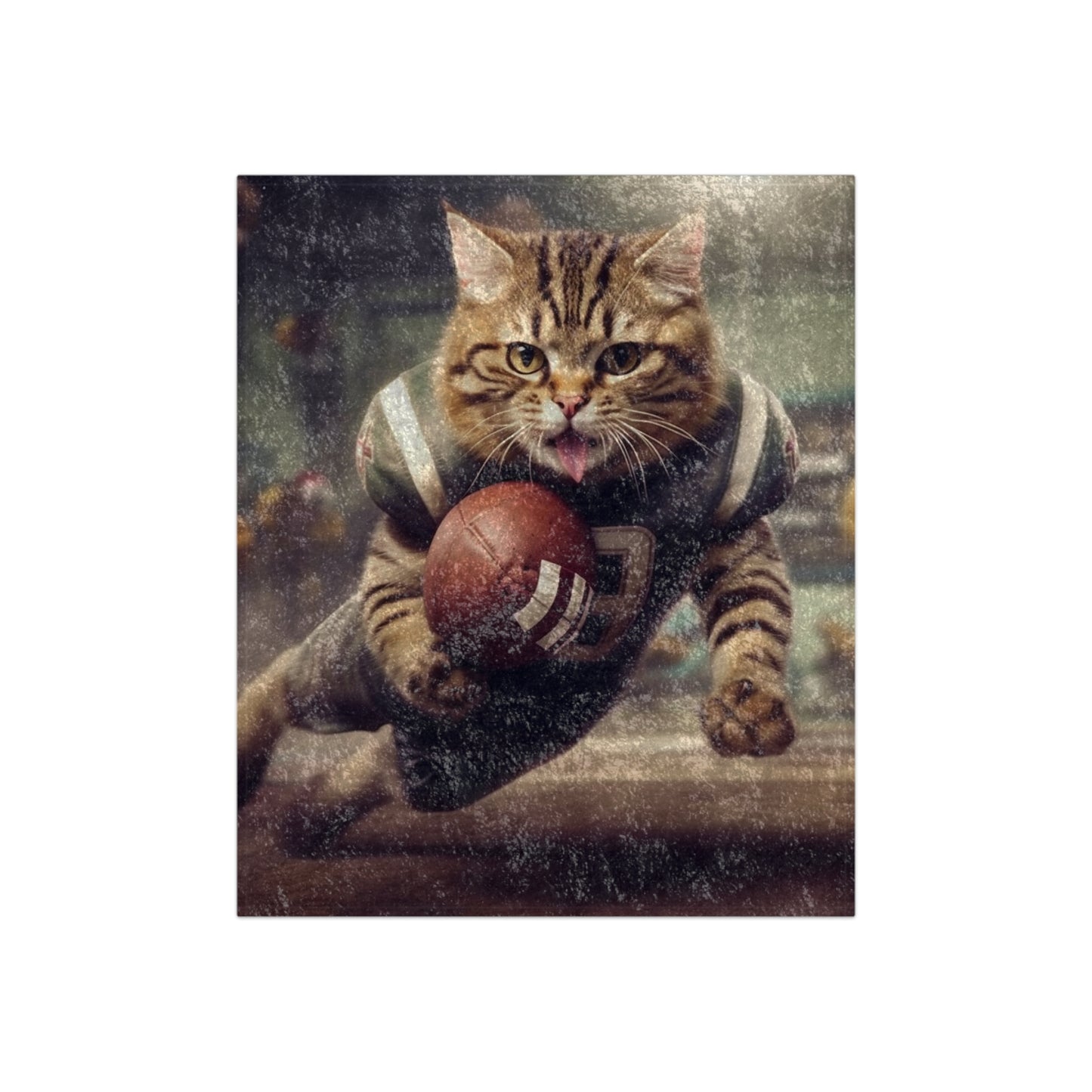 Football Field Felines: Kitty Cats in Sport Tackling Scoring Game Position - Crushed Velvet Blanket