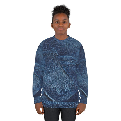 Dark Blue: Distressed Denim-Inspired Fabric Design - Unisex Sweatshirt (AOP)